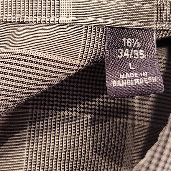 Van Heusen Gray Dress Shirt with Windowpane Pattern Slim Fit - Picture 4 of 4
